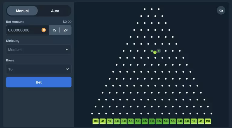 Stake.com Plinko grid