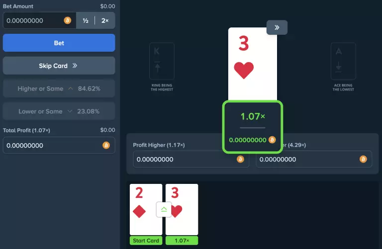 Stake.com Hilo game