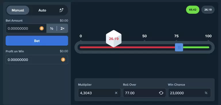 Stake.com Dice game