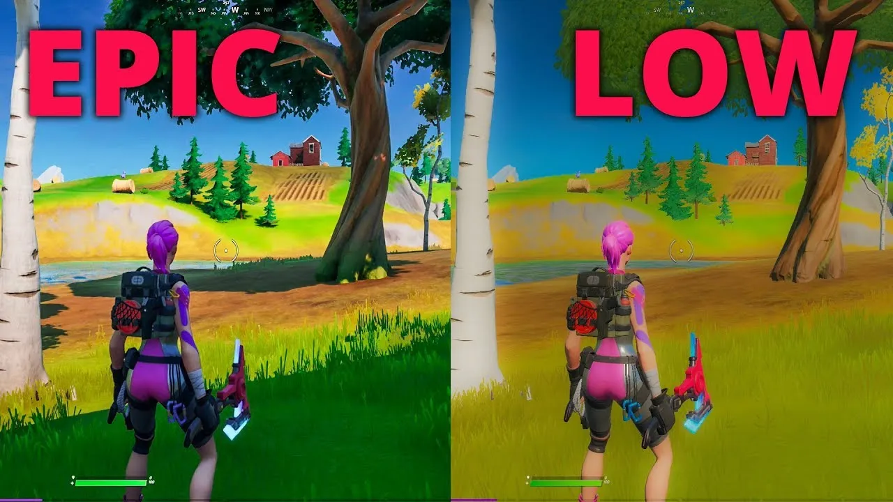 comparison epic games fortnite epic vs low settings