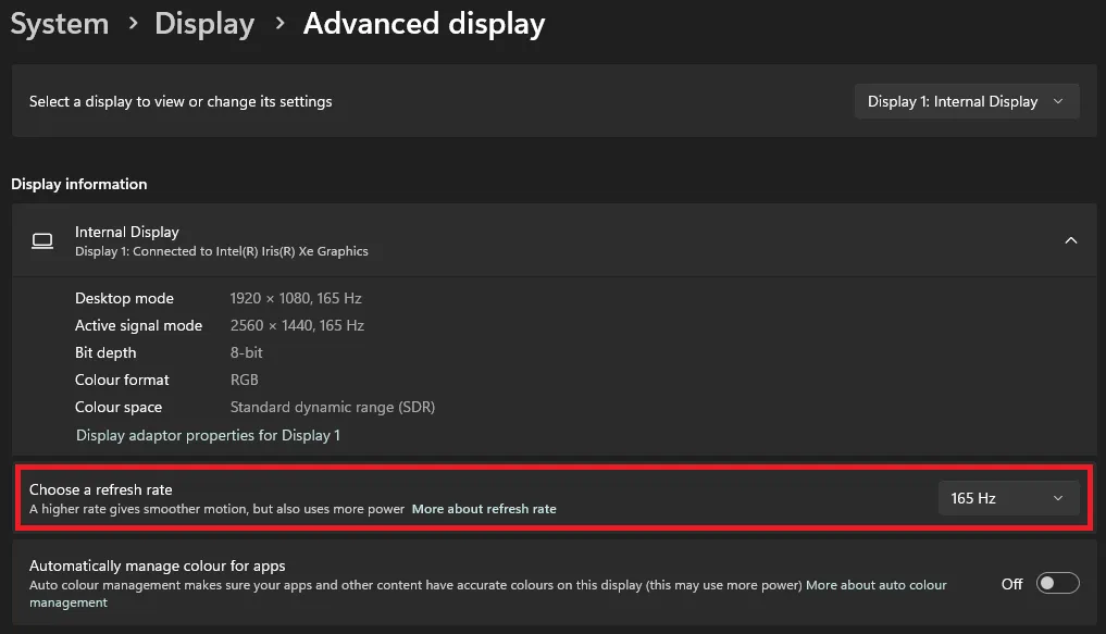 how to change refresh rate in windows